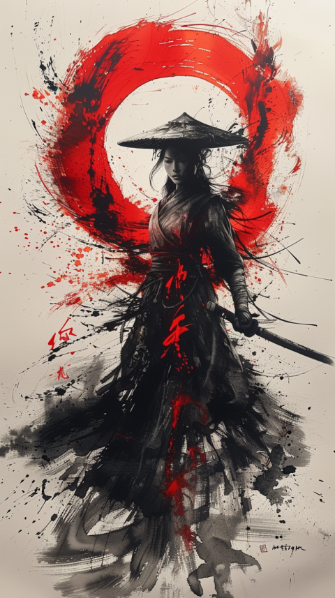 Chitrmela shum hu  black and red ink a kendo fighter in chinese  2644286b 4daa 4fed 8f31 672c8935ba3a 3