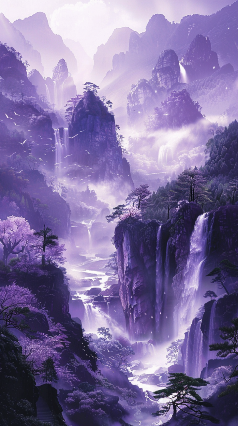 Chitrmela Light purple color tone Chinese landscape painting mou ae5b9a3c 6ddd 414a b66a ef6ccf74282e 0