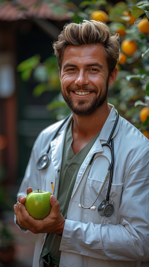 Chitrmela A photograph of a young and smiling Doctor with a gree 429f4710 63a6 46fc 940b a7c516574f97 1