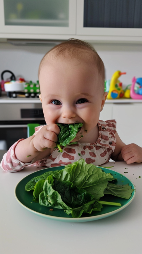 Chitrmela a leafy green platewith cute small baby eating that  w 9bac1fda 83e8 4bc8 82d9 2df296496a9c 0