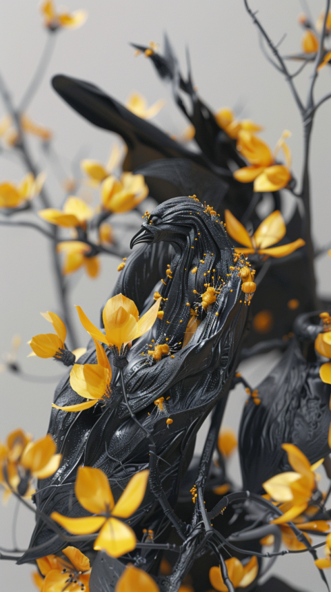 Chitrmela A jinx in black and yellow in the style of ray tracing a6d009cc fdda 4b3a a623 757e88084d9e 3