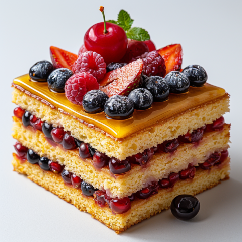 Chitrmela a square piece of three layered yellow cake with a few e2d863af cf97 42be a362 52d7cc7a747d 2