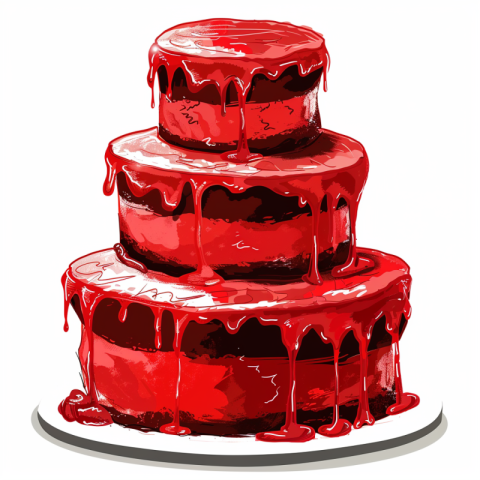 Chitrmela illustration of 3 tier cake with red frosting shiny an 60b7558f b28d 4692 84df 9468dd2c4353 1