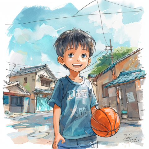 Chitrmela a lovey Chinese boy in bule t shirt palying basketball e6821e69 0375 445d a604 ecc2660c674d 1