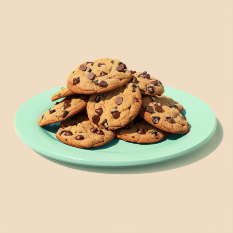 Chitrmela pile of chocolate chip cookies on a large light blue d ff7cb671 74a1 447e b1de d08723980eff 0