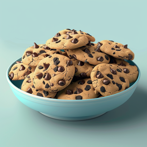 Chitrmela pile of chocolate chip cookies on a large light blue d ff7cb671 74a1 447e b1de d08723980eff 3