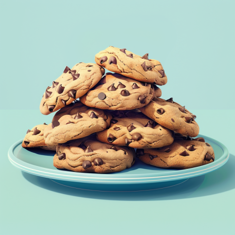 Chitrmela pile of chocolate chip cookies on a large light blue d ff7cb671 74a1 447e b1de d08723980eff 2