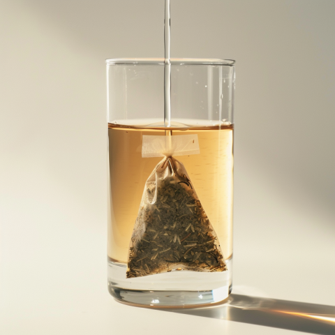 Chitrmela A tea bag of barley tea lies in a clear glass 03f8861a ef82 417b 80c9 9a2596409746 3