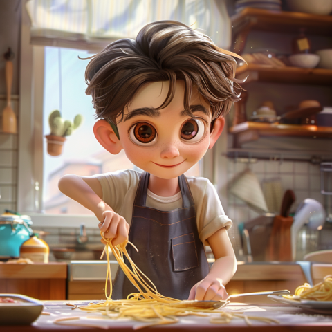 Chitrmela Italian boy black apron making pasta brown hair brown  9f33d7de 2e5c 4dcb 9722 f81b14d1eaf3 1