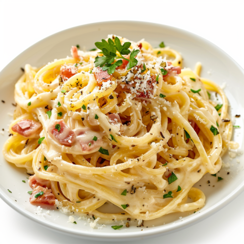 Chitrmela image of pasta carbonara for restaurant menu on white  24819669 79a4 4862 8f89 56b55e82b544 3