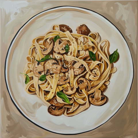 Chitrmela realistic painting artwork of a pasta dish with cream  070e60ea 4f0f 4bfe a0bd 2d92e7303b54 2