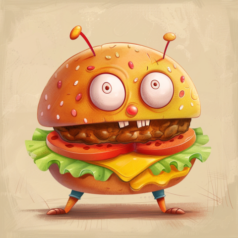 Chitrmela an illustration of a funny cartoon hamburger character 411a9345 11d6 4a9b 906a 448d94c42c69 0