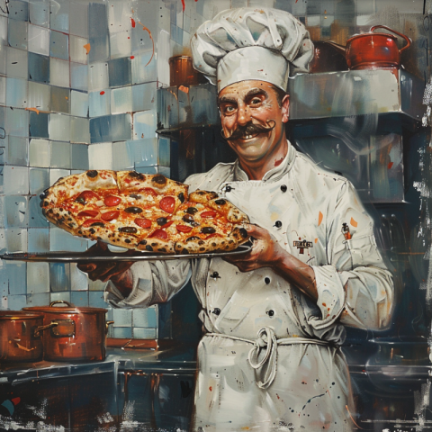 Chitrmela pizza chef with a mustache standing waist up holding a e034911c f785 40c9 bd68 6ec81fca5773 3