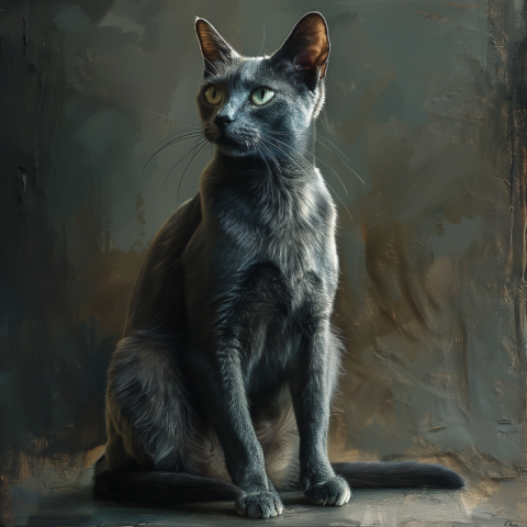 Chitrmela A realistic image of a Russian Blue cat with its disti 392daac2 32cb 4b8e 8acc 5ce39ae05703 3