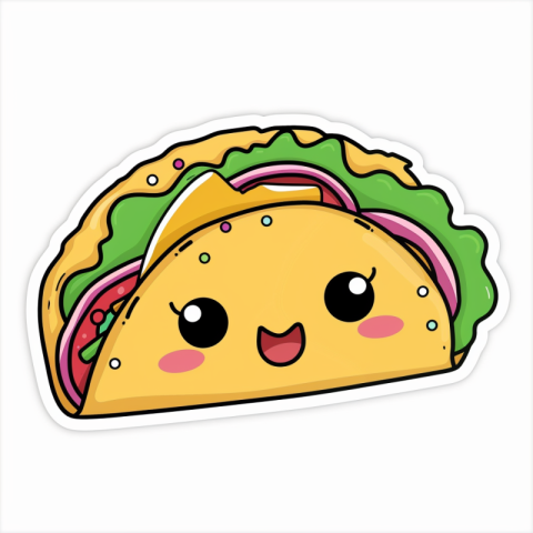 Chitrmela a cute cartoon taco as a die cut sticker with a solid  d8f22f7e 8eb1 494e a7f7 74689940f489 0