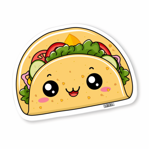 Chitrmela a cute cartoon taco as a die cut sticker with a solid  d8f22f7e 8eb1 494e a7f7 74689940f489 1