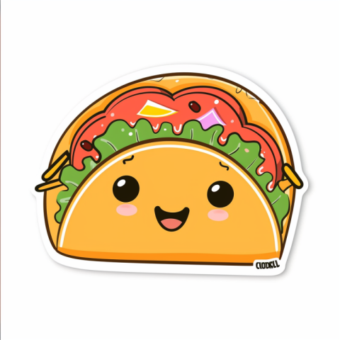 Chitrmela a cute cartoon taco as a die cut sticker with a solid  d8f22f7e 8eb1 494e a7f7 74689940f489 2