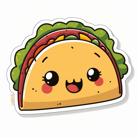 Chitrmela a cute cartoon taco as a die cut sticker with a solid  d8f22f7e 8eb1 494e a7f7 74689940f489 3