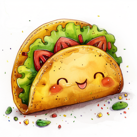 Chitrmela taco with a happy face hand painted watercolor cartoon 0508ef06 888c 4906 8415 262717913b08 0