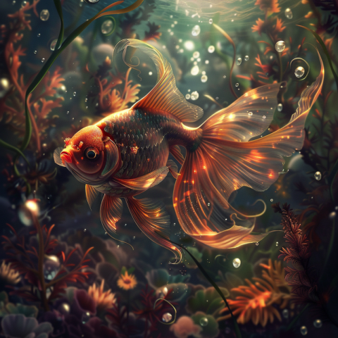 Chitrmela Create an image of a magical goldfish characterized by 7c601ecb 4c76 4434 83c6 a080e0c4b650 3