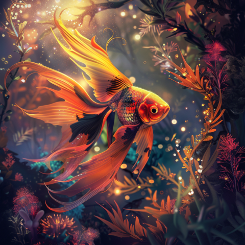 Chitrmela Create an image of a magical goldfish characterized by i 88d148a9 5009 40c7 8fa3 e4e24f7eb008