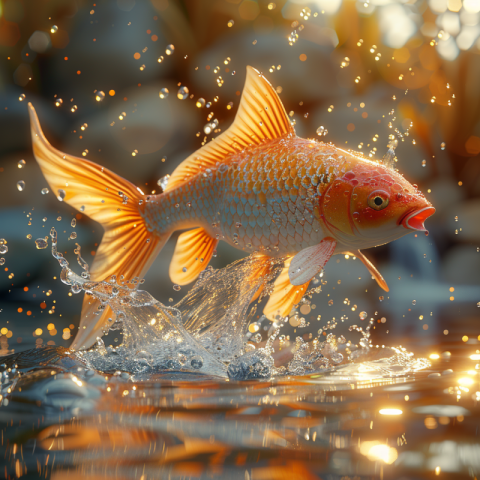 Chitrmela Golden carp jumping out of the pond splashing with wat 2cd585fe 95ea 488b accb 5b95685cbebb 2