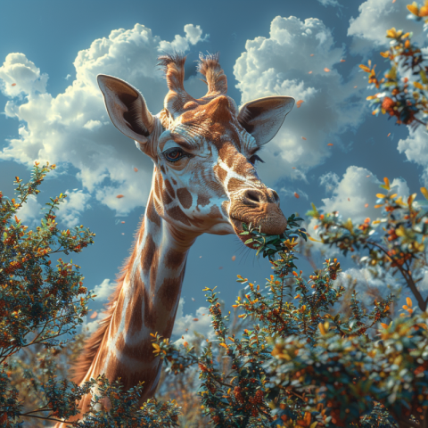 Chitrmela a realistic painting illustration of a giraffe eating  8f8652d2 099a 42be 8bee 032b9c657e7a 0