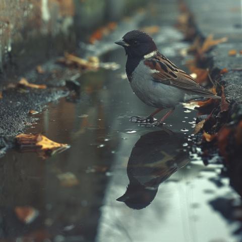 Chitrmela a sparrow behind the asphalt the weather is rainy and  1fbfc806 19ad 418d b7eb 0326a3a47394 0