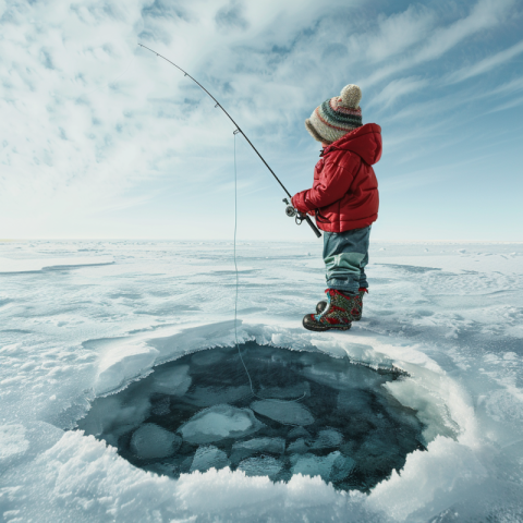 Chitrmela hyper realistic child fishing on the ice hole lake lig c268f2c0 353e 40fa 98cf a33689e20af8 3