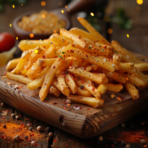 Chitrmela French fries kept on a wooden plate  some fries flying e34deced 6b19 4132 be42 a4d746a7e82b 2