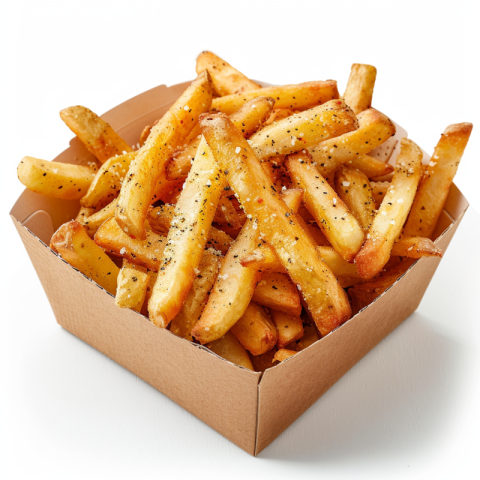 Chitrmela Garlic Parmesean French Fries in a cardboard takeaway  e392bf72 a96b 4409 ba8b 9855789c9aae 0