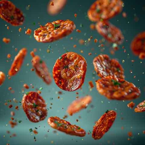 Chitrmela commercial food photography pepperoni sticks flying in f1d03090 9f17 4614 8416 600561781d0d 0