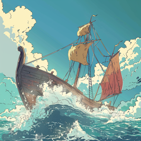 Chitrmela Comic Zeichnung eines untergehenden Segelbootes 7936484e a6dd 4f9f ac88 30e94aebee44 2