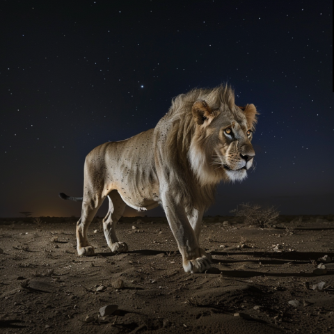 Chitrmela A lion walks through the desert at night    style raw  47894929 9165 4ac7 94ea 0946f558c5fd 3