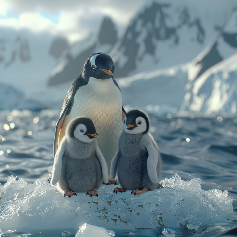 Chitrmela a mother penguin with two newborn baby chicks on an ic fb5afeb3 455b 47ef 9943 bf045a640cb4 2