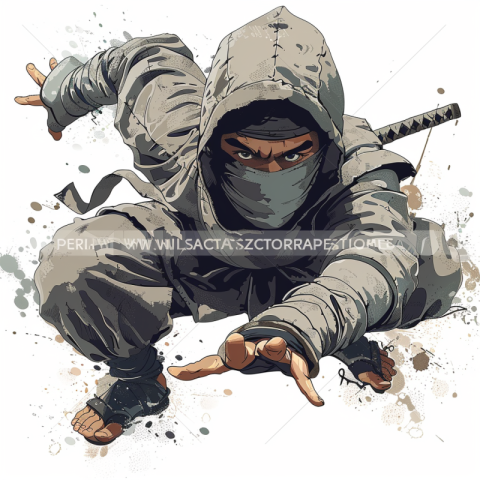 Chitrmela Illustration of a ninja white background in the style  d0f77918 6ce8 4760 a5ad c98fbf78e346 0