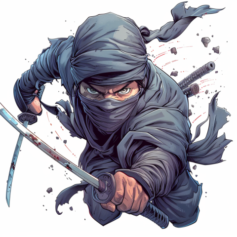 Chitrmela Illustration of a ninja white background in the style  d0f77918 6ce8 4760 a5ad c98fbf78e346 1