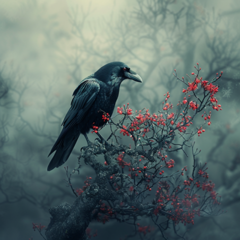 Chitrmela macro photo of a three eye raven perched atop a gnarle 2da426a0 fd07 4130 a316 2c1ef28f3e02 2