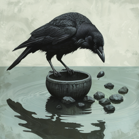 Chitrmela crow is trying to put pebbles inside water pot 7c110ee4 afcb 414b a122 a9acb7c92c1f 1