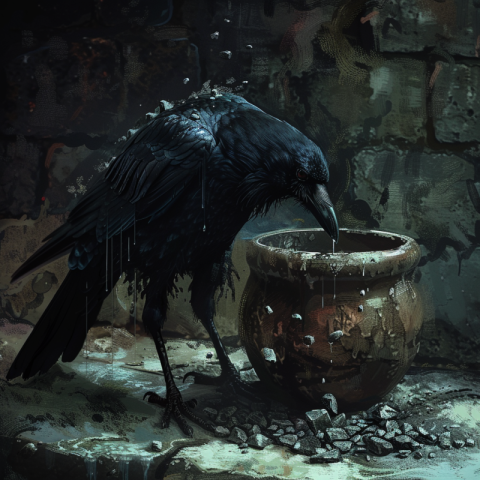 Chitrmela crow is trying to put pebbles inside water pot 7c110ee4 afcb 414b a122 a9acb7c92c1f 2