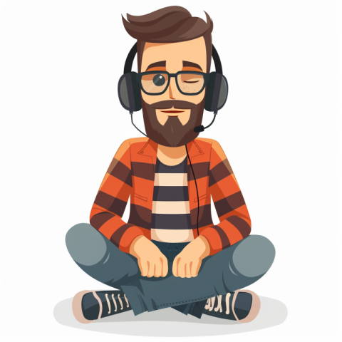 Chitrmela cartoon english teacher sitted listening to a audio be f518ce03 605b 4ece af4a 7d0b21eaa58d 1