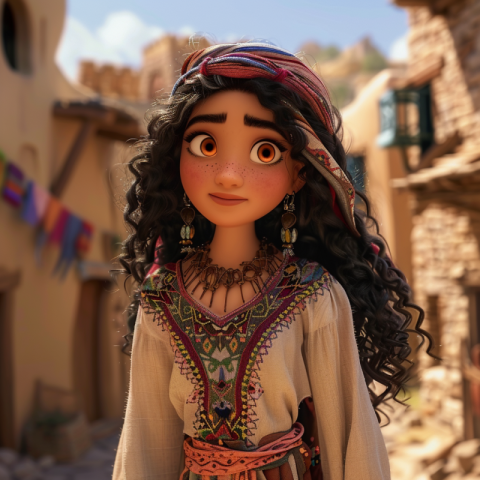 Chitrmela jasmin in a Palestinian dress pixar animated 4d3a8507 0862 460a 86c3 fa2e469a06d8 0