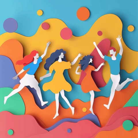 Chitrmela people group dancing and enjoying cartoon in paper cut 04990870 8028 46cf afb3 58920cab22a1 3