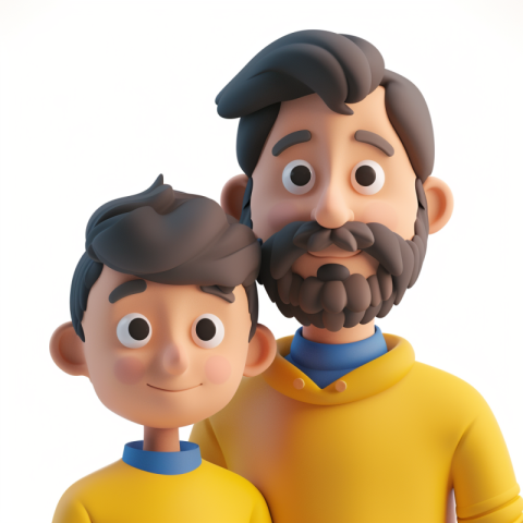 Chitrmela Simple Cartoon 3D illustration of father and son close d9b24b51 971b 498b b89b 9be8d1b148df 0