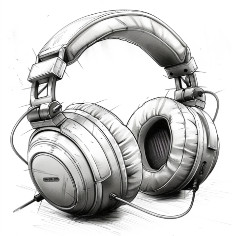 Chitrmela drawing of a wireless gaming headset very detailed bla 3dfee582 0d49 49f8 ae64 62919488b6b7 1