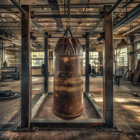 Chitrmela A punching bag made of durable leather hangs from a st fab9343b 12cd 4f7d a712 ce213a0bb217 0