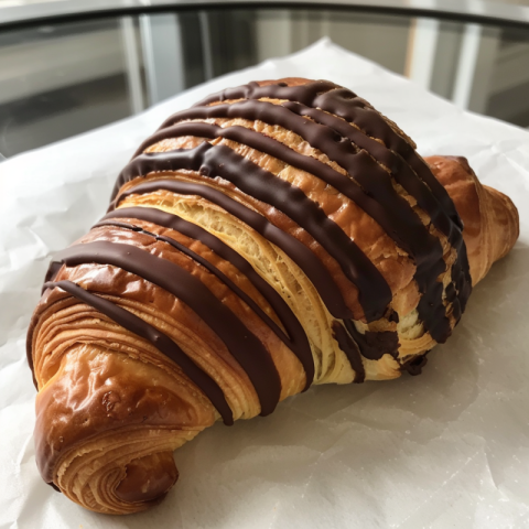 Chitrmela a croissant with different brown chocolate stripes dc9483e6 d5f7 4a41 9b73 96f26ba10745 0