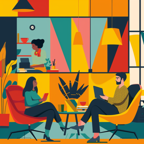 Chitrmela team collaboration in a modern office flat vector illu b302bbff e8db 4a5d 96e6 9c7bc2ed8794 3