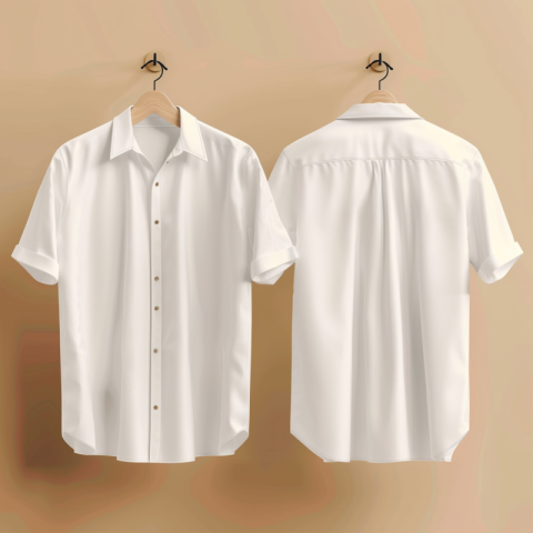 Chitrmela white men casual short sleeve shirt hanging on mock fr 0b1da5d5 d609 41dd 935c 85fb119c19cd 2