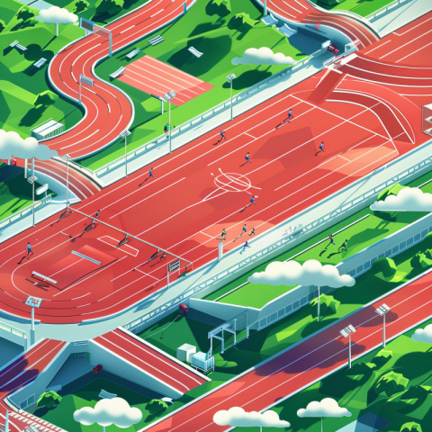 Chitrmela Create an isometric illustration of an athletics track 2902d942 ea31 4a38 8da6 1bbc6d41d495 2